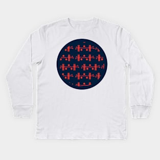 Dot-dash navy Kids Long Sleeve T-Shirt